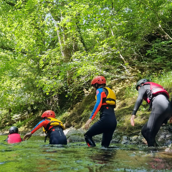 Family gorge walking in south wales with ARC Adventures